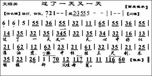 过了一天又一天-《文昭关》选段、琴谱-京剧唱谱