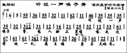 听说一声唤子胥-《鱼肠剑》选段、琴谱-京剧唱谱