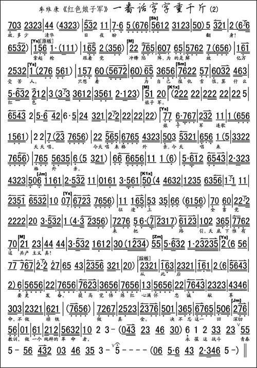 一番话字字重千斤-《红色娘子军》选段、琴谱-京剧唱谱