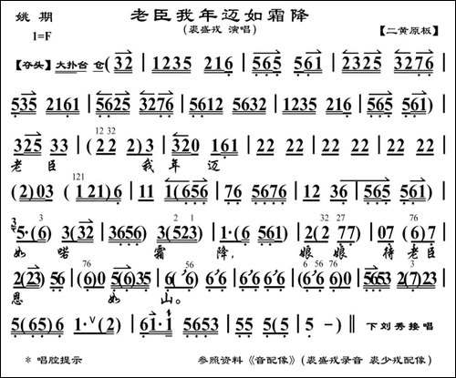 老臣我年迈如霜降-《姚期》选段、京胡曲谱-京剧唱谱