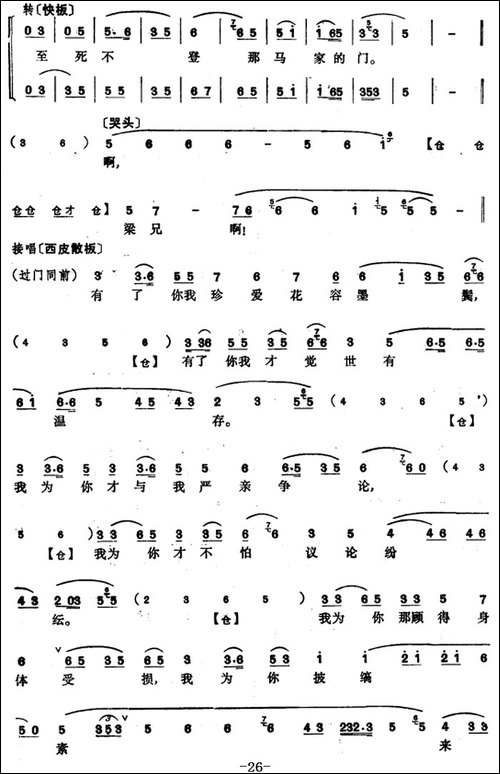 程砚秋唱腔集：《英台抗婚》-京剧唱谱