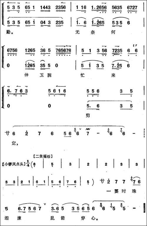 《太真外传》唱腔选：我这里持剪刀心中不忍-京剧唱谱