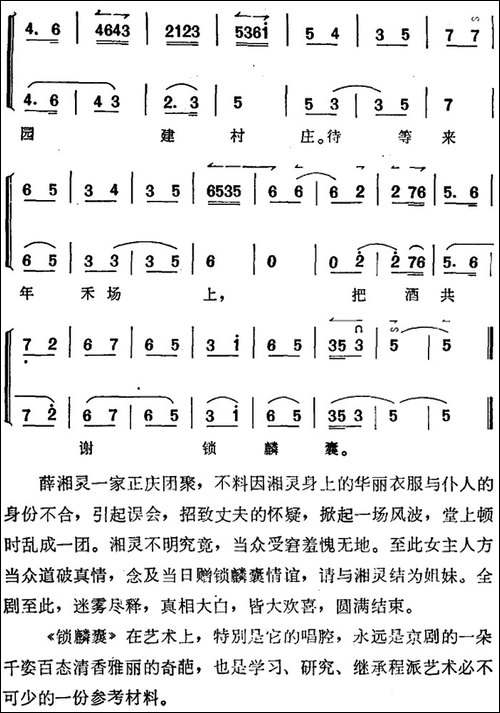 《锁麟囊》薛湘灵唱腔选：休将往事存心上-京剧唱谱