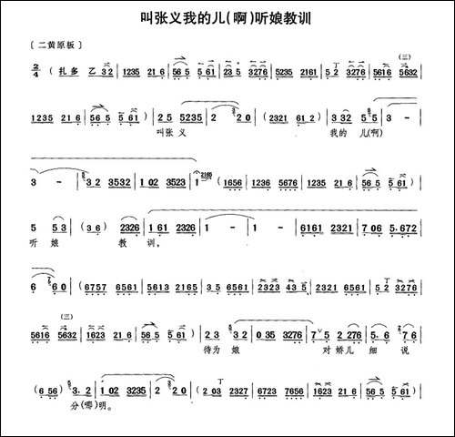 叫张义我的儿-啊听娘教训-《钓金龟》康氏唱段-京剧唱谱