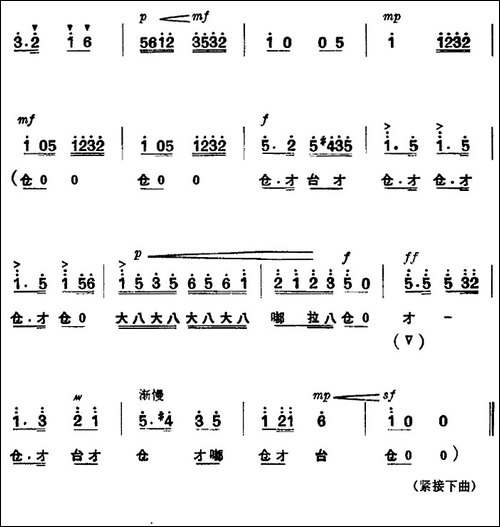《杜鹃山》序曲-主旋律乐谱-京剧唱谱