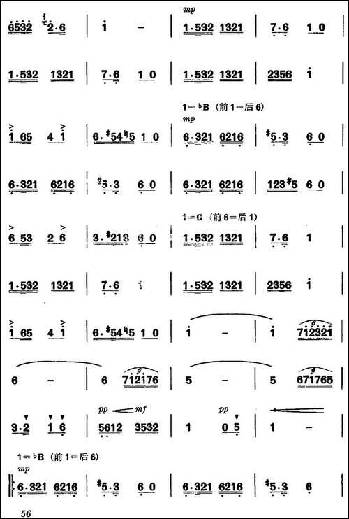 《杜鹃山》第四场·青竹吐翠-主旋律乐谱-京剧唱谱