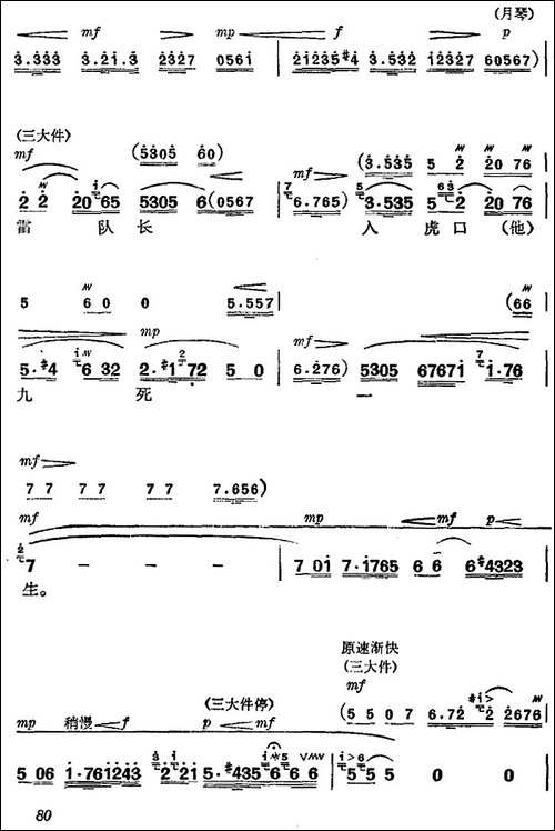 《杜鹃山》第五场·砥柱中流-主旋律乐谱-京剧唱谱