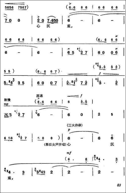 《杜鹃山》第五场·砥柱中流-主旋律乐谱-京剧唱谱