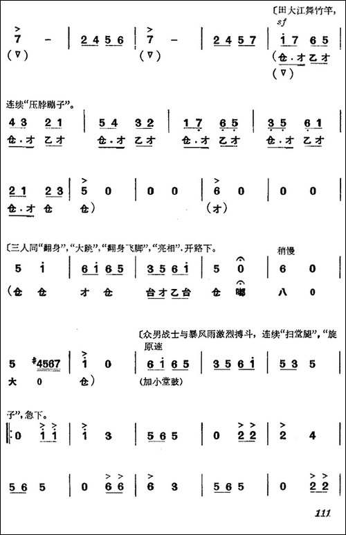 《杜鹃山》第七场·飞渡云堑-主旋律乐谱-京剧唱谱