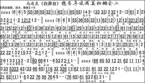 想当年设酒宴松棚会上-《白莽台》选段、琴谱-京剧唱谱