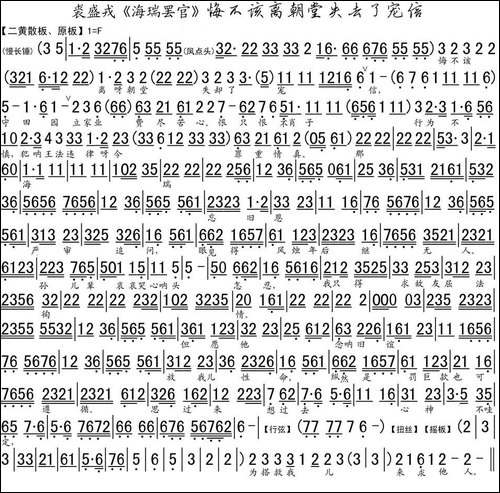 悔不该离朝堂去了宠信-《海瑞罢官》选段、琴谱-京剧唱谱