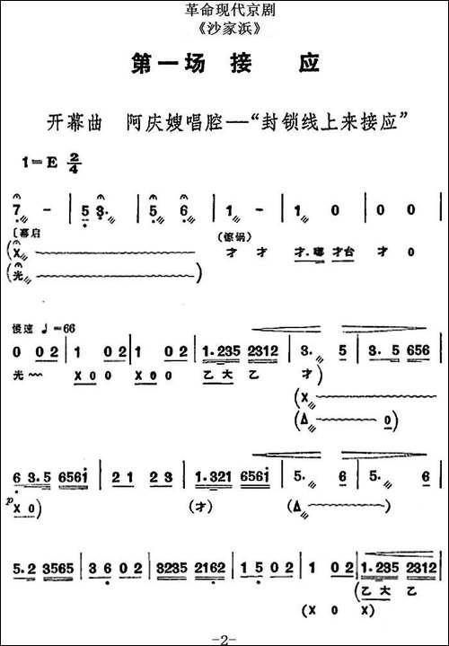 革命现代京剧《沙家浜》全剧主旋律乐谱之第一场-接应-京剧唱谱