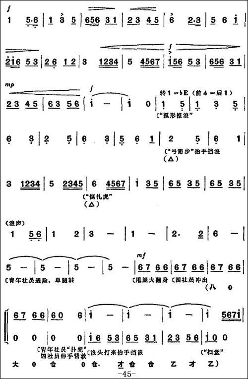革命现代京剧《龙江颂》全剧主旋律乐谱之第五场-抢险合龙-京剧唱谱