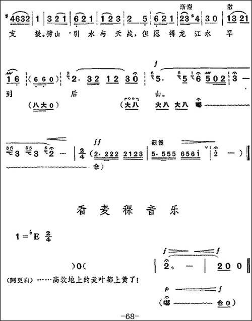 革命现代京剧《龙江颂》全剧主旋律乐谱之第七场-后山访旱-京剧唱谱