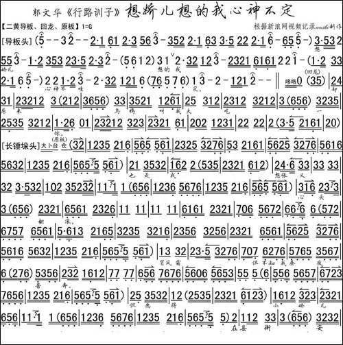 想娇儿想得我心神不定-《行路训子》选段、琴谱-京剧唱谱