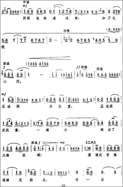 革命现代京剧《红色娘子军》全剧主旋律乐谱之第一场-常青指路-京剧唱谱