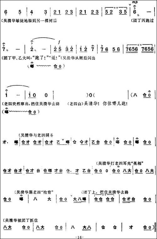 革命现代京剧《红色娘子军》全剧主旋律乐谱之第一场-常青指路-京剧唱谱