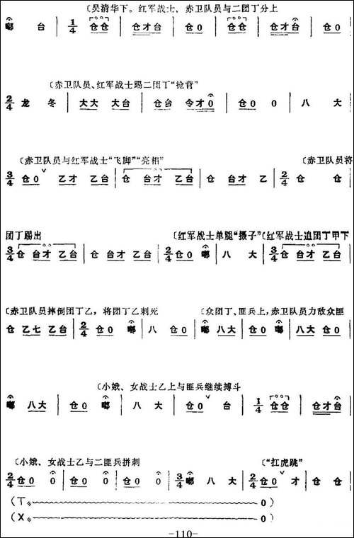 革命现代京剧《红色娘子军》全剧主旋律乐谱之第五场-山口阻击-京剧唱谱