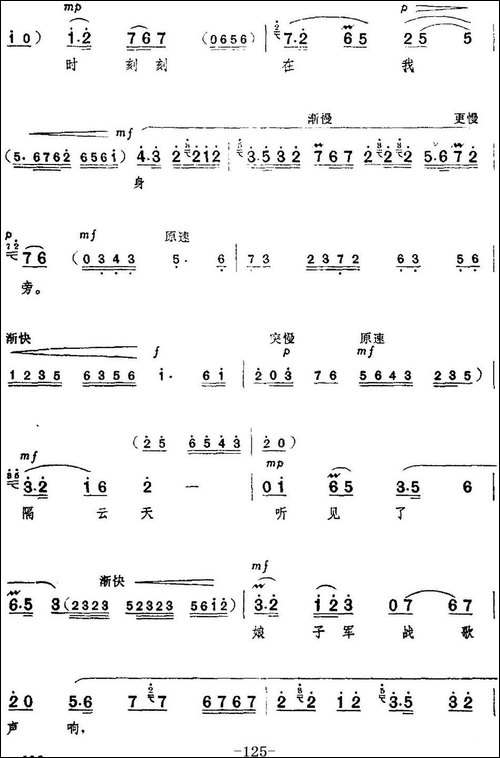 革命现代京剧《红色娘子军》全剧主旋律乐谱之第六场-战斗前进-京剧唱谱