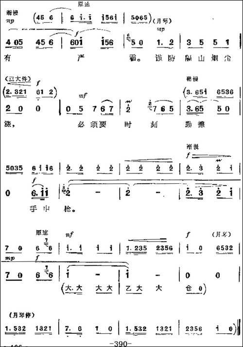 革命现代京剧《杜鹃山》主要唱段：杜鹃山青竹吐翠-第四场-李石坚-京剧唱谱