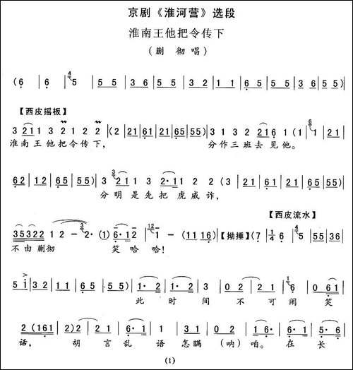 淮南王他把令传下-《淮河营》蒯彻唱段-京剧唱谱