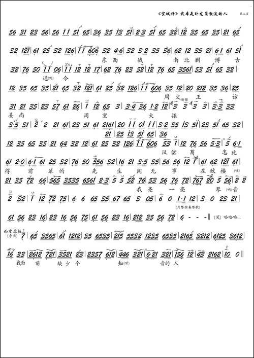 《空城计》我本是卧龙岗散淡的人-京剧《空城计》选段、琴谱-京剧唱谱