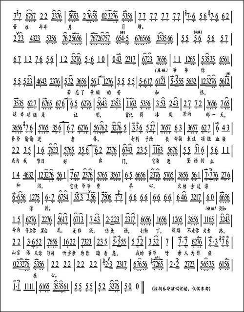 我从小无爹无娘无人问-《黛诺》选段、琴谱-京剧唱谱