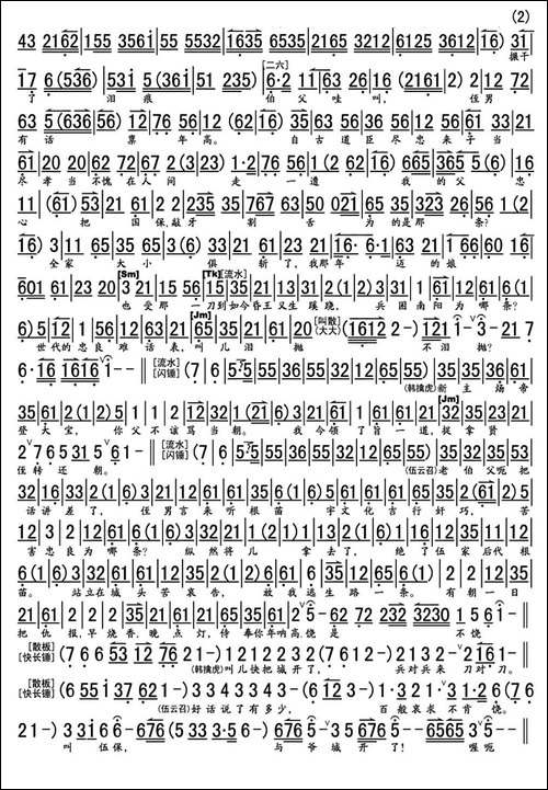 恨杨广斩忠良谗臣当道-《南阳关》选段、琴谱-京剧唱谱