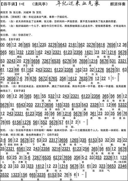 年纪迈来血气衰-《清风亭》选段、琴谱-京剧唱谱