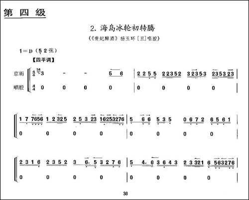 海岛冰轮初转腾-《贵妃醉酒》杨玉环唱段、京胡考级谱-京剧唱谱