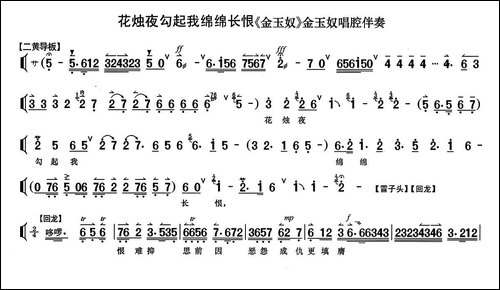 花烛夜勾起我绵绵长恨-《金玉奴》选段、京胡伴奏谱-京剧唱谱