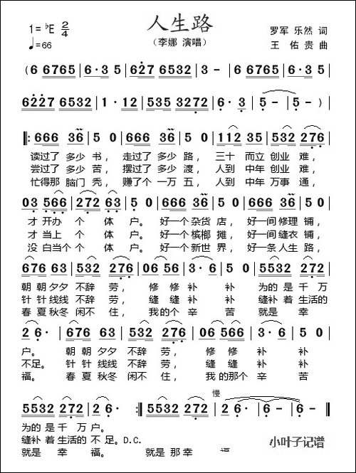 人生路-罗军、乐然词-王佑贵曲