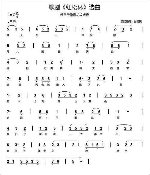 歌剧《红松林》选曲4首