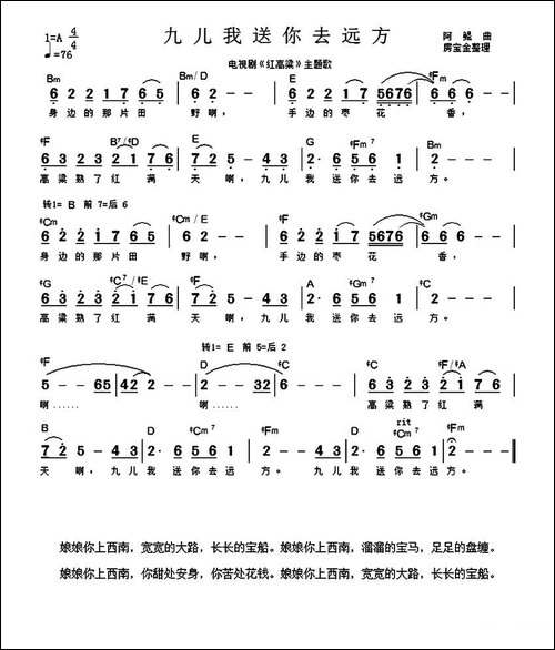 九儿我送你去远方