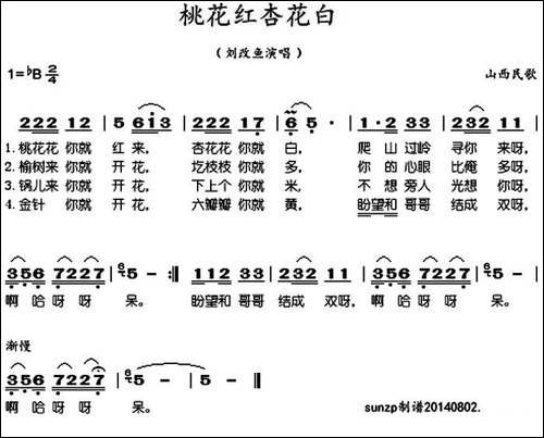 桃花红杏花白-山西民歌、刘改鱼演唱版