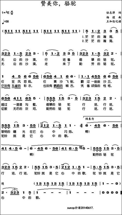 赞美你，骆驼-杨煜曲