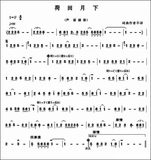 荷田月下-芦笛演奏