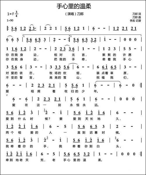 手心里的温柔-刀郎-词曲