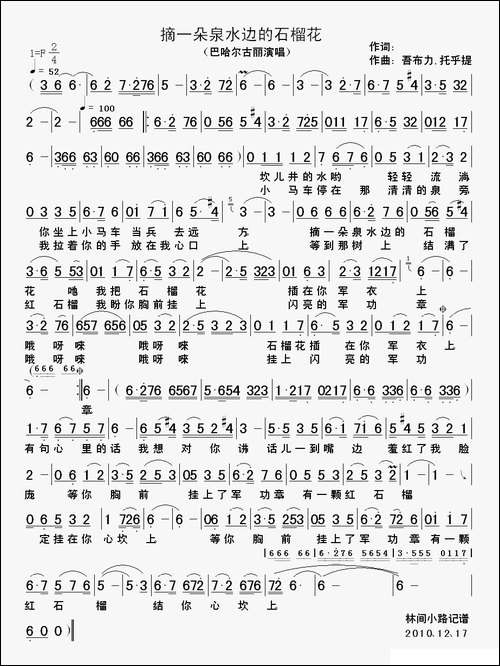 摘一朵泉水边的石榴花