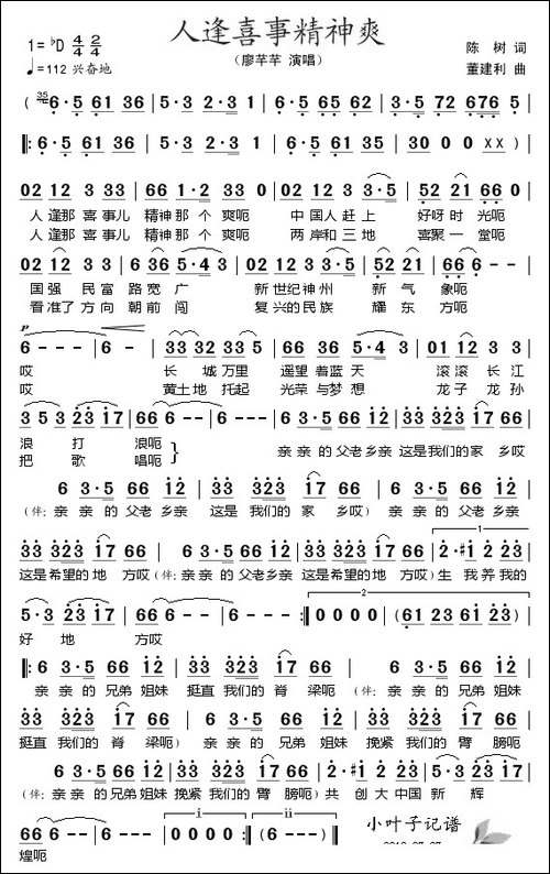 人逢喜事精神爽-陈树词-董建利曲