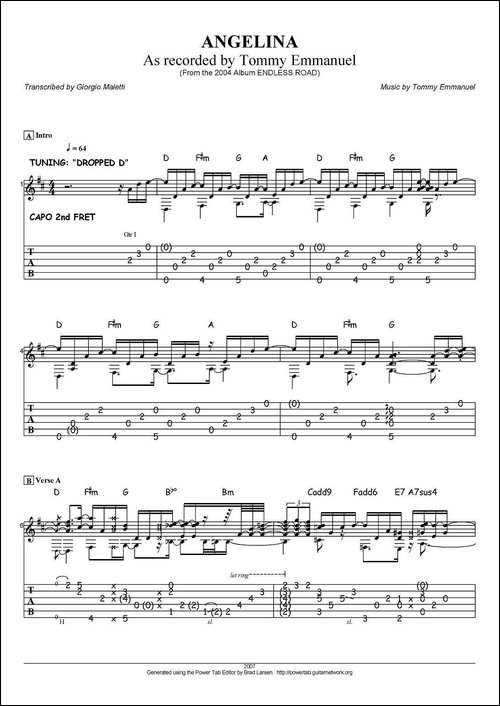 tommy-emmanuel：angelina-指弹吉他-吉他谱