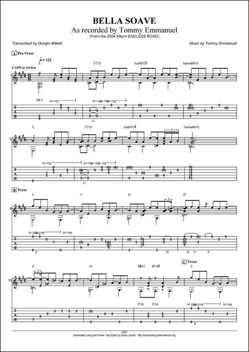 tommy-emmanuel：bella-soave-吉他谱