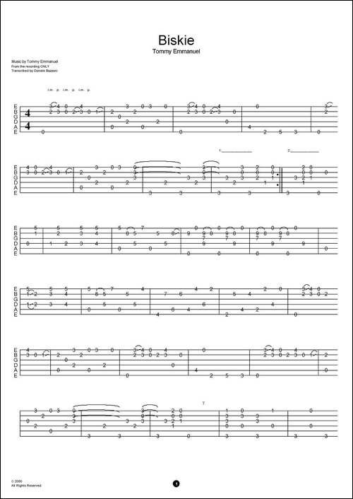 tommy-emmanuel：biskie-指弹吉他-吉他谱