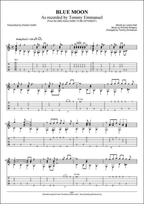 tommy-emmanuel：blue-moon-指弹吉他-吉他谱