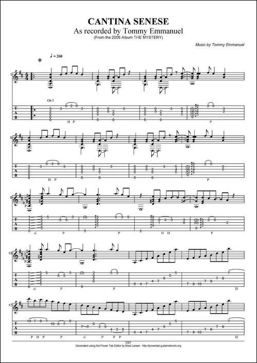 tommy-emmanuel：cantina-senese-指弹吉他-吉他谱