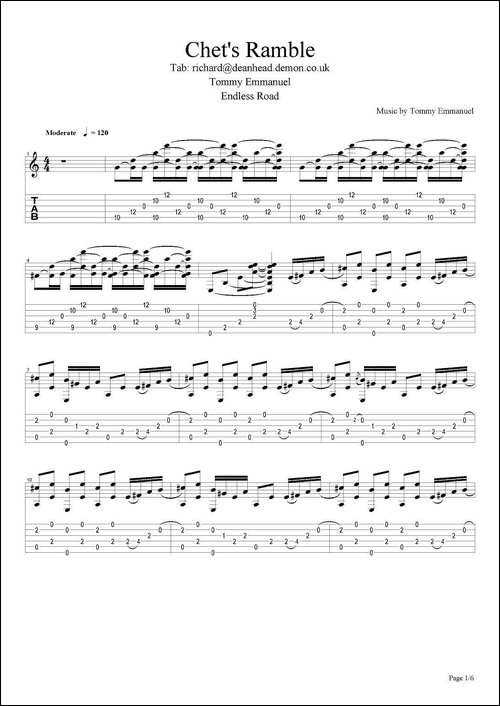 tommy-emmanuel：chets-ramble-指弹吉他-吉他谱