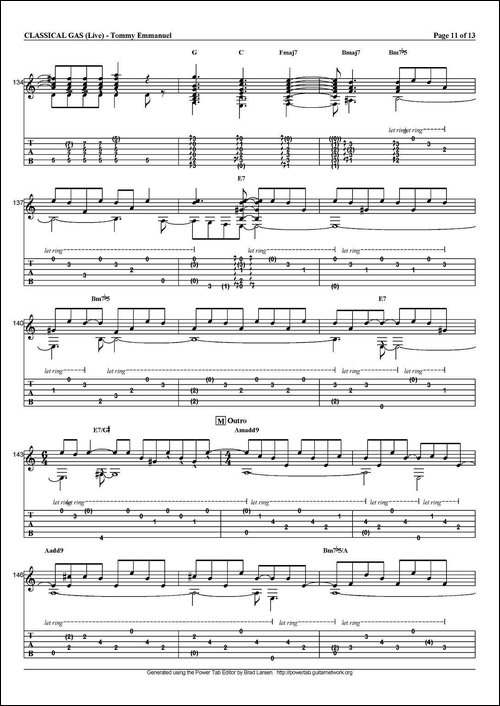 tommy-emmanuel：classical-gas-指弹吉他-吉他谱