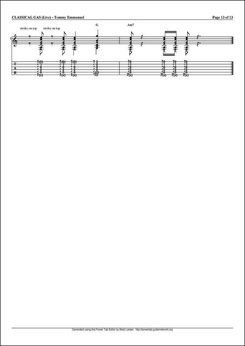 tommy-emmanuel：classical-gas-指弹吉他-吉他谱
