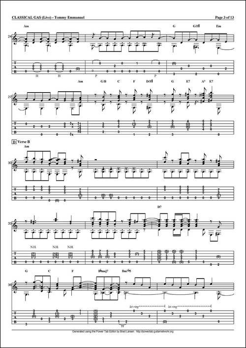 tommy-emmanuel：classical-gas-指弹吉他-吉他谱