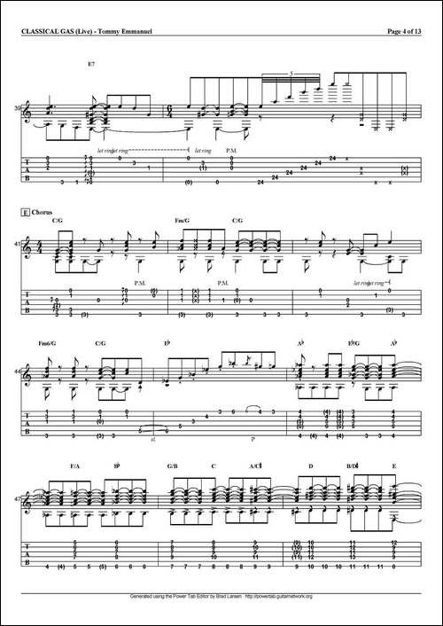 tommy-emmanuel：classical-gas-指弹吉他-吉他谱